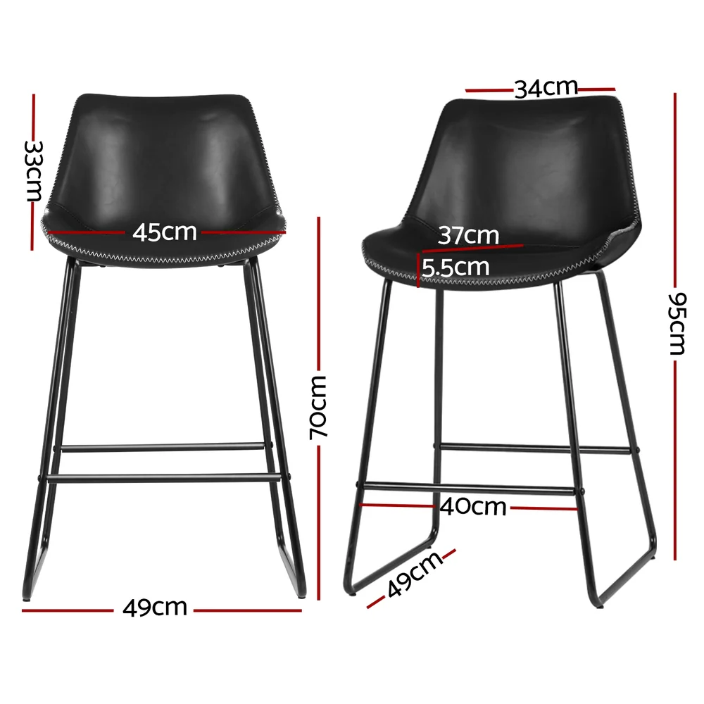 Artiss 4x Bar Stools Leather Padded Metal Legs Black - Image 3