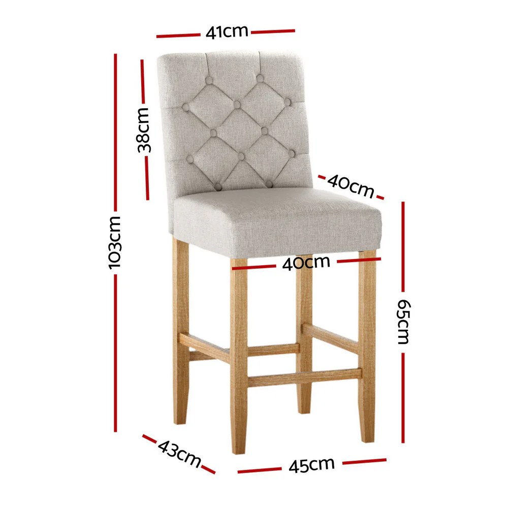 Artiss 4x Bar Stools Linen Upholstered Chairs - Image 3