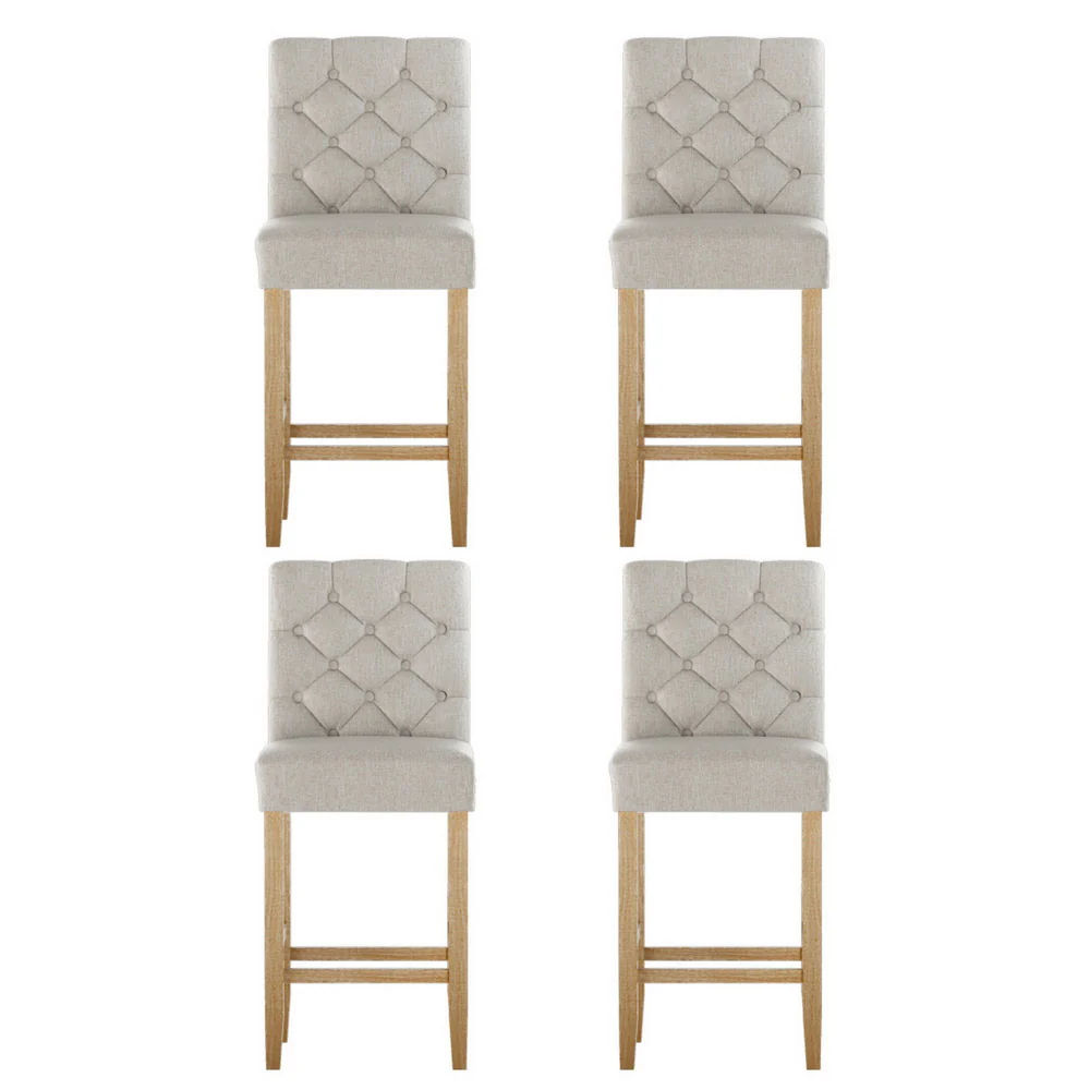 Artiss 4x Bar Stools Linen Upholstered Chairs - Image 4