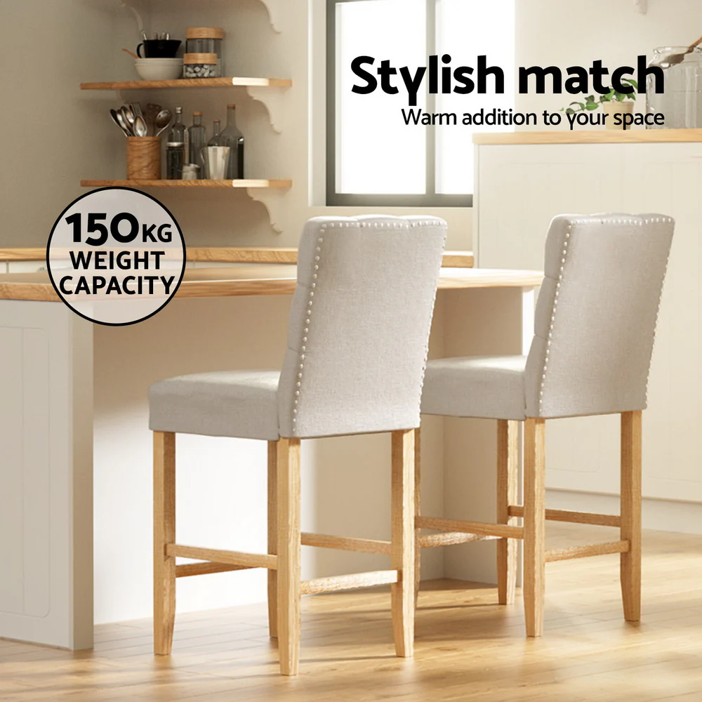 Artiss 4x Bar Stools Linen Upholstered Chairs - Image 5