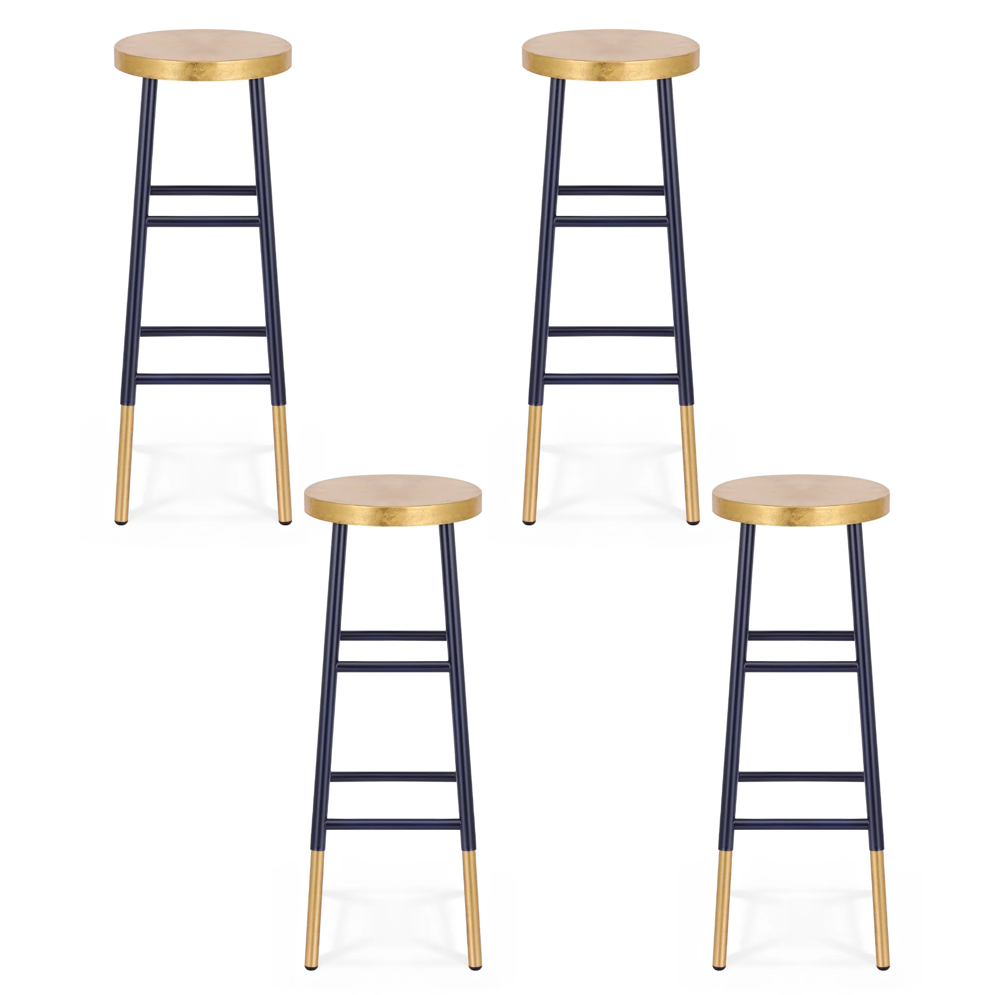 Artiss 4x Bar Stools Metal Gold Navy - Image 3
