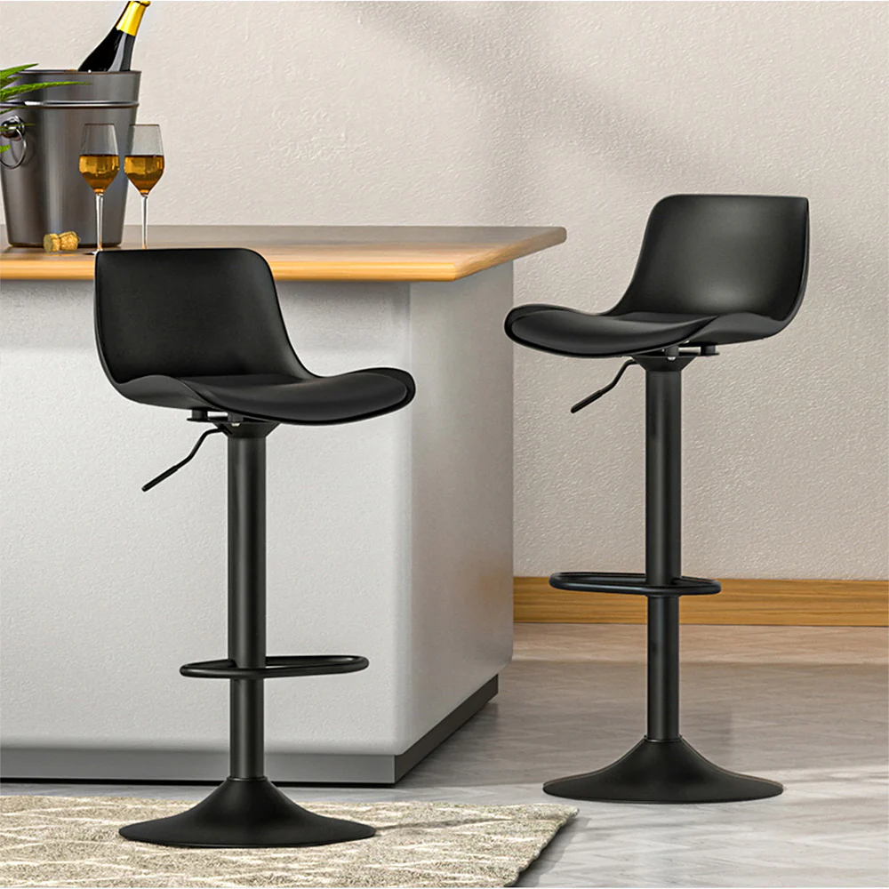 Artiss 4x Bar Stools Padded Seat Gas Lift Black - Image 2