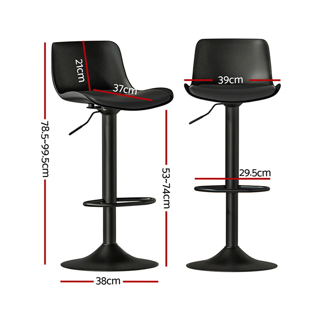 Artiss 4x Bar Stools Padded Seat Gas Lift Black - Image 3