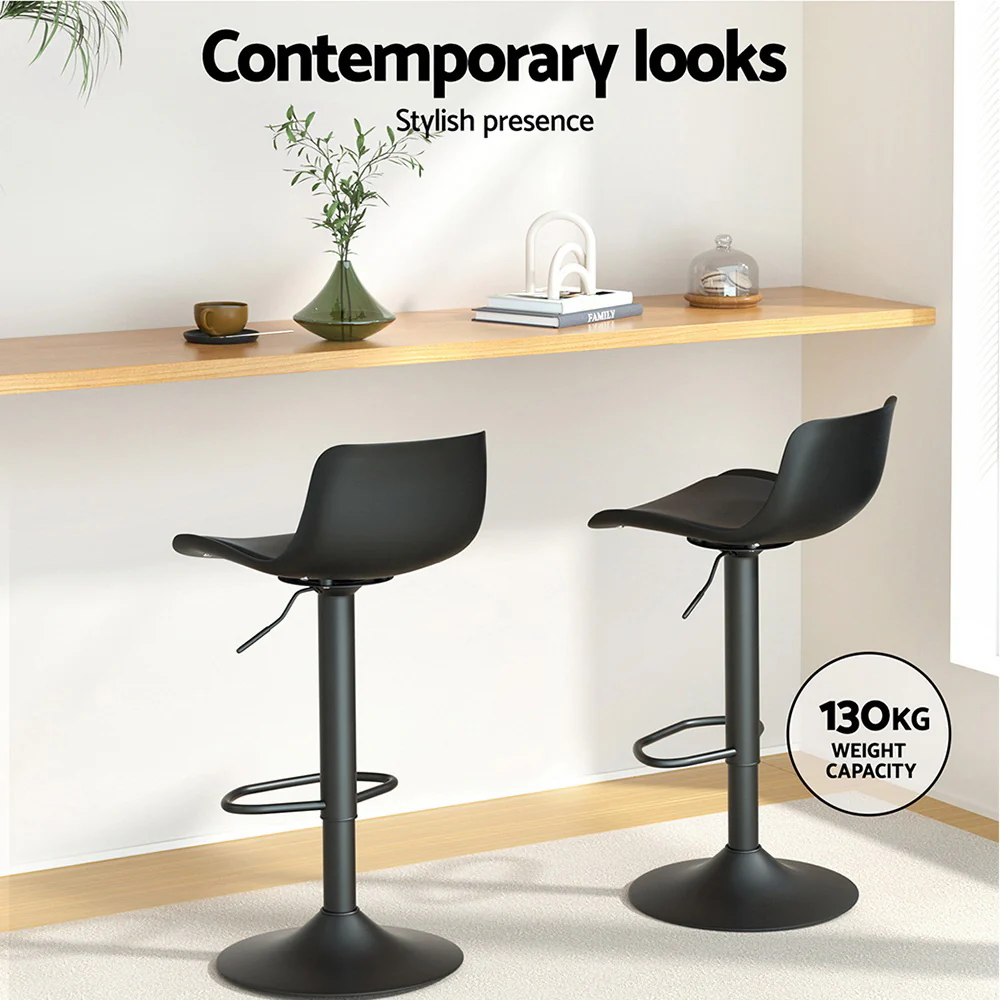Artiss 4x Bar Stools Padded Seat Gas Lift Black - Image 5