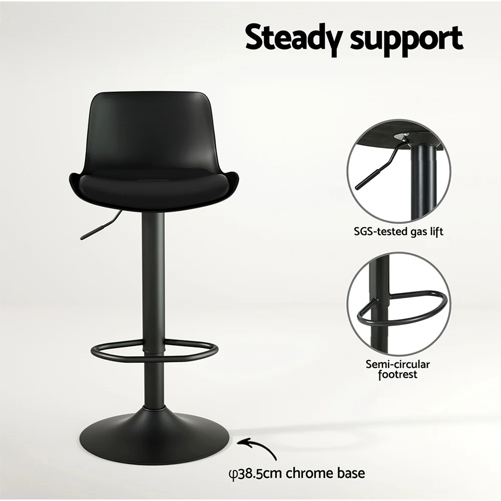 Artiss 4x Bar Stools Padded Seat Gas Lift Black - Image 6