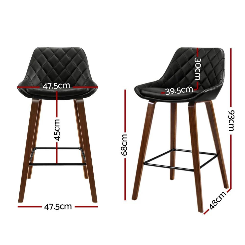 Artiss 4x Bar Stools PU Seat Wooden - Image 3