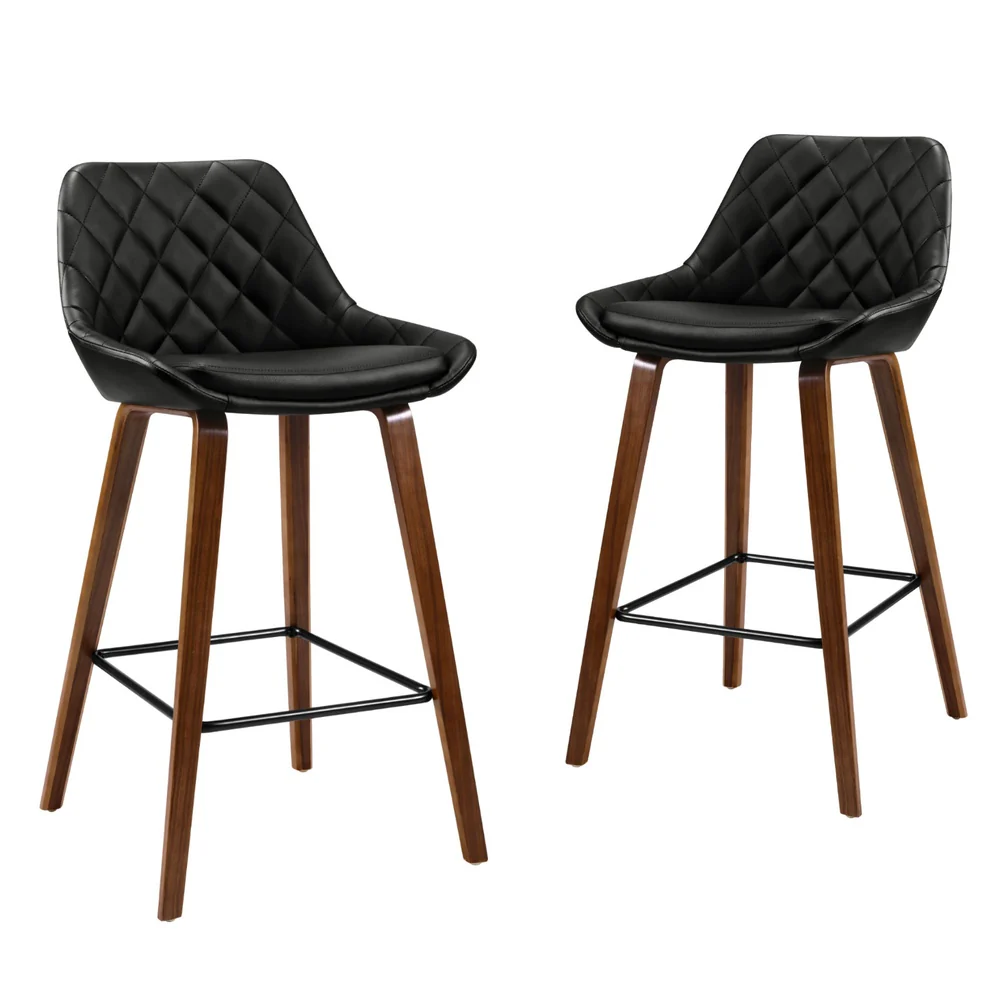 Artiss 4x Bar Stools PU Seat Wooden - Image 4