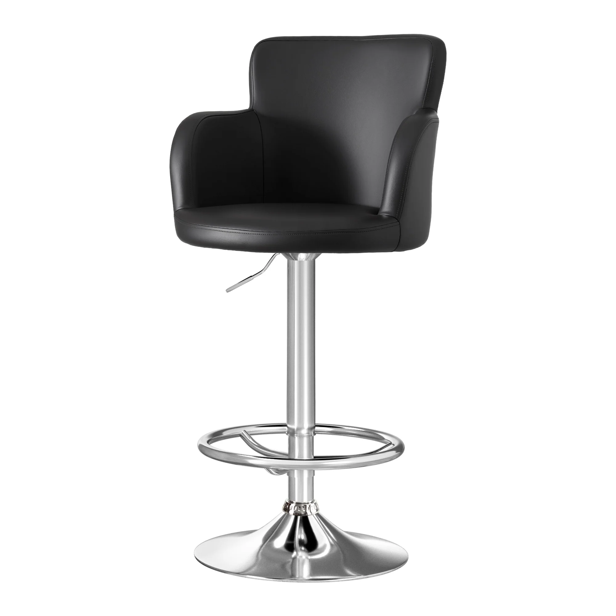 Artiss 4x Bar Stools Swivel Kitchen Chairs Gas Lift Adjustable PU Leather Black - Image 2