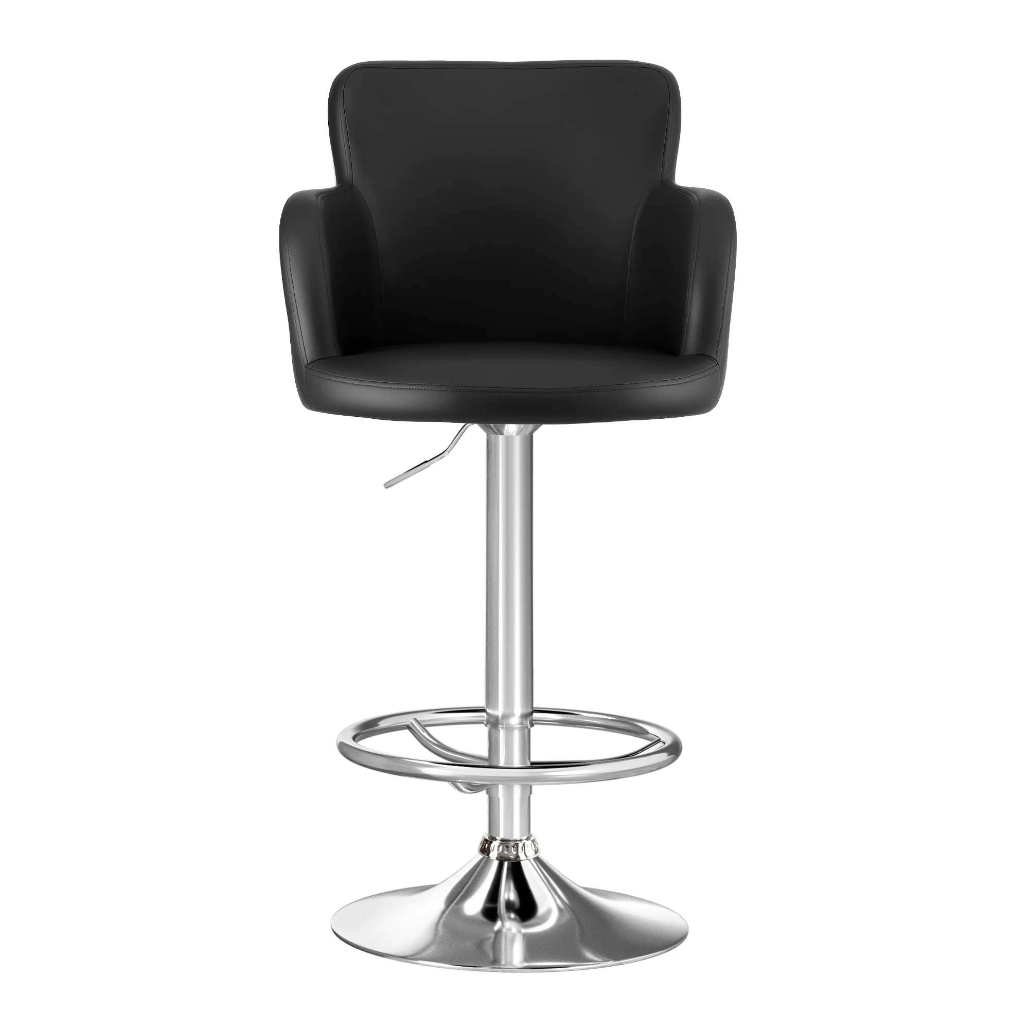 Artiss 4x Bar Stools Swivel Kitchen Chairs Gas Lift Adjustable PU Leather Black - Image 4