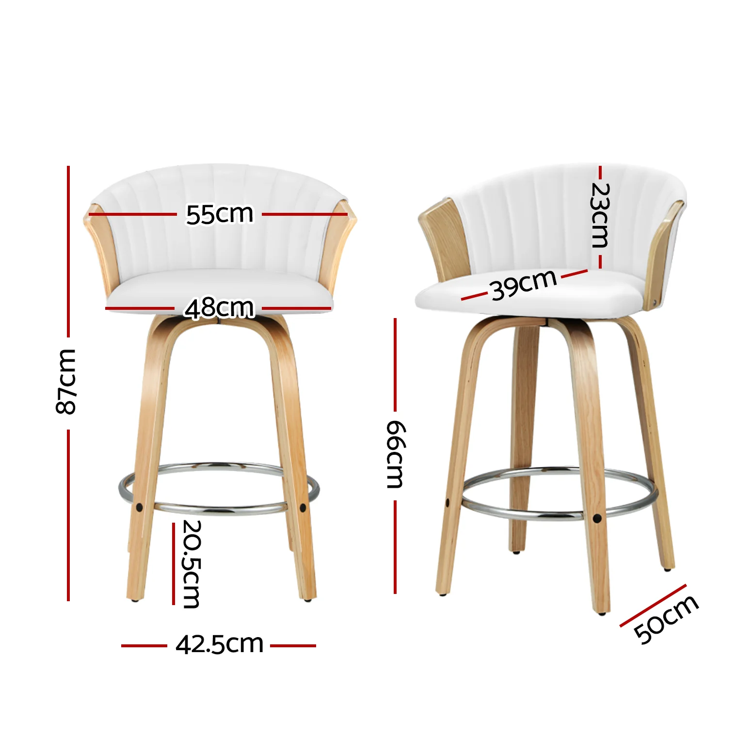 Artiss 4x Bar Stools Swivel Leather Chairs Wooden - Image 3