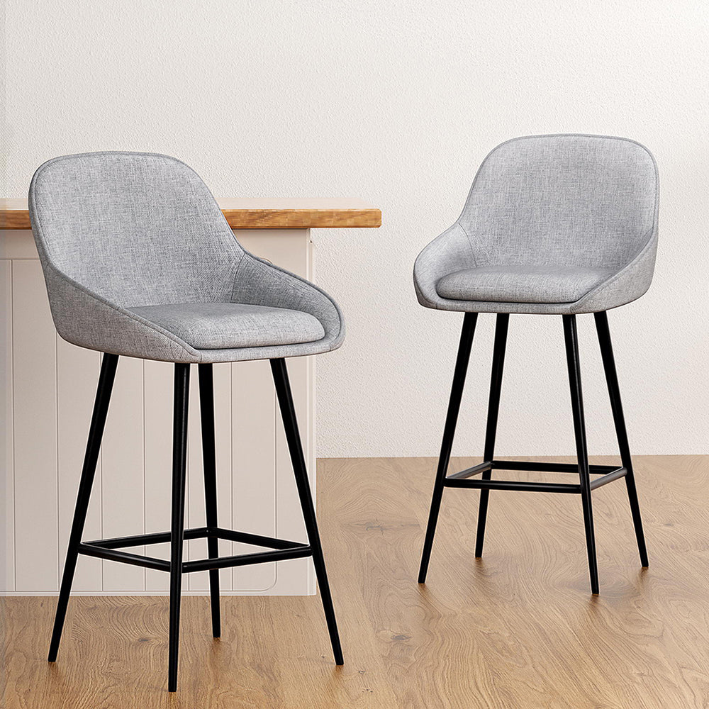 Artiss 4x Bar Stools Upholstered Stool Counter Seat Kitchen Dining Chairs - Image 2