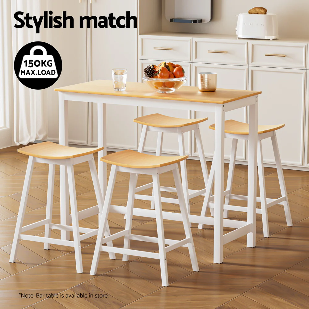Artiss 4x Bar Stools Wooden Chairs Oak - Image 5