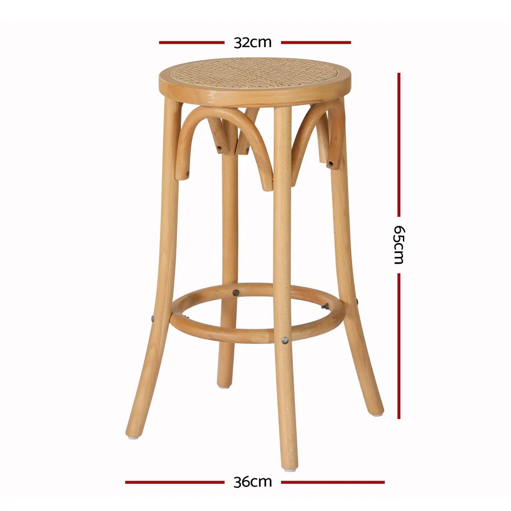 Artiss 4x Bar Stools Rattan Seat Wooden - Image 3