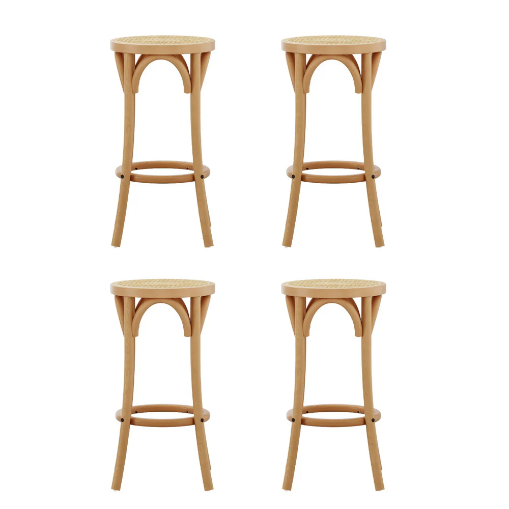 Artiss 4x Bar Stools Rattan Seat Wooden - Image 4