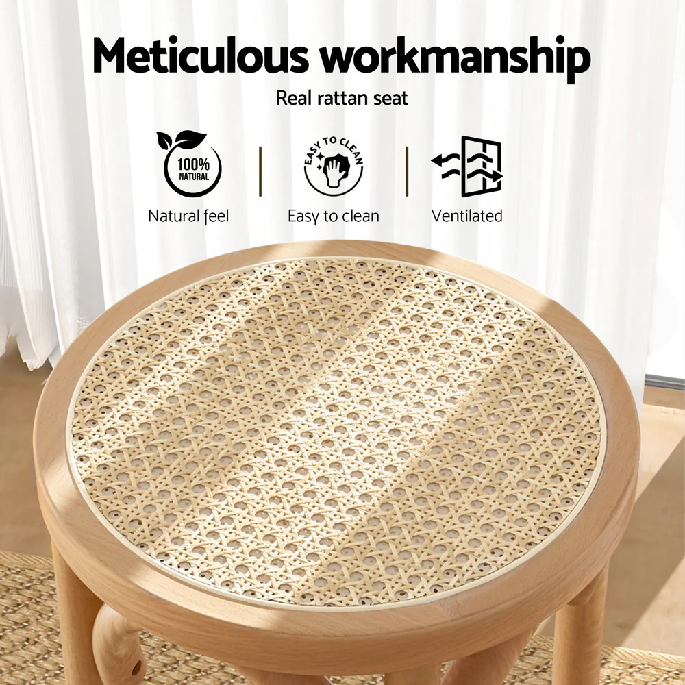 Artiss 4x Bar Stools Rattan Seat Wooden - Image 5