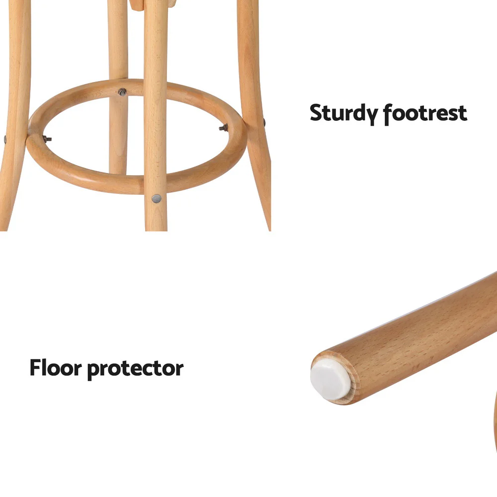 Artiss 4x Bar Stools Rattan Seat Wooden - Image 6