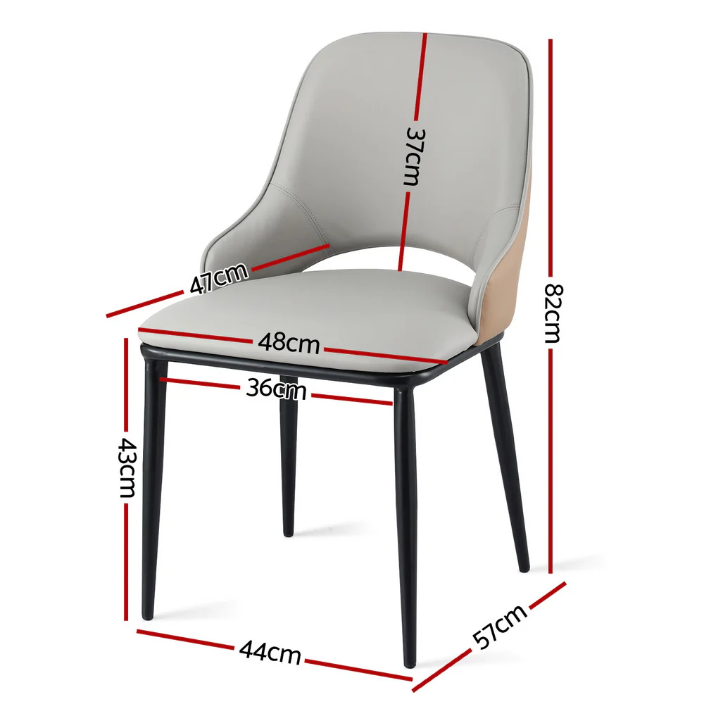 Artiss 4x Dining Chairs Hollow PU Leather Kitchen Lounge Cafe Accent Chair Grey - Image 2