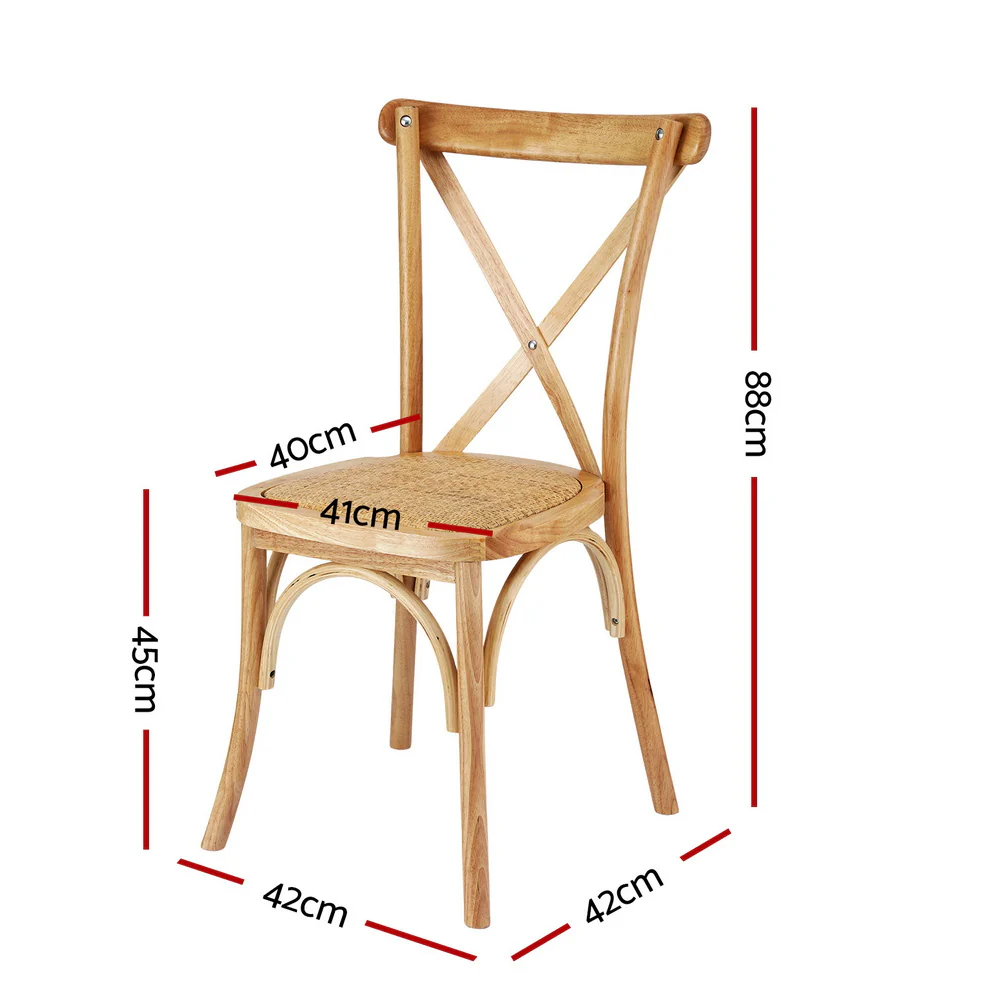 Artiss 4x Dining Chairs Rattan Wooden Kitchen Accent Chair Cafe Lounge Rubber Wood - Image 2
