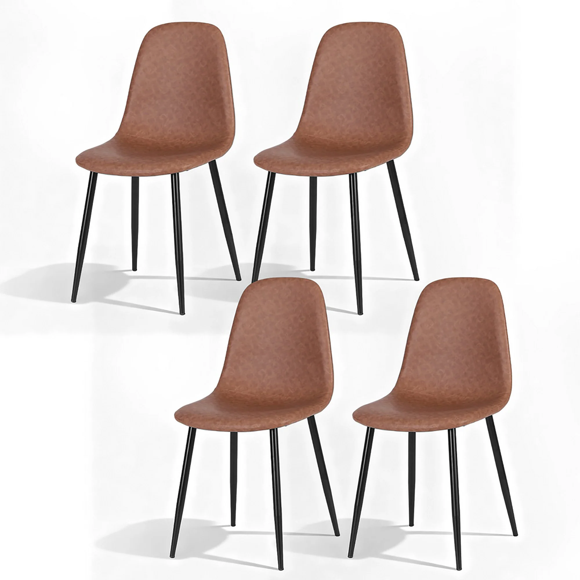 Artiss 4x Dining Chairs Retro PU Leather Kitchen Lounge Cafe Accent Brown Chair