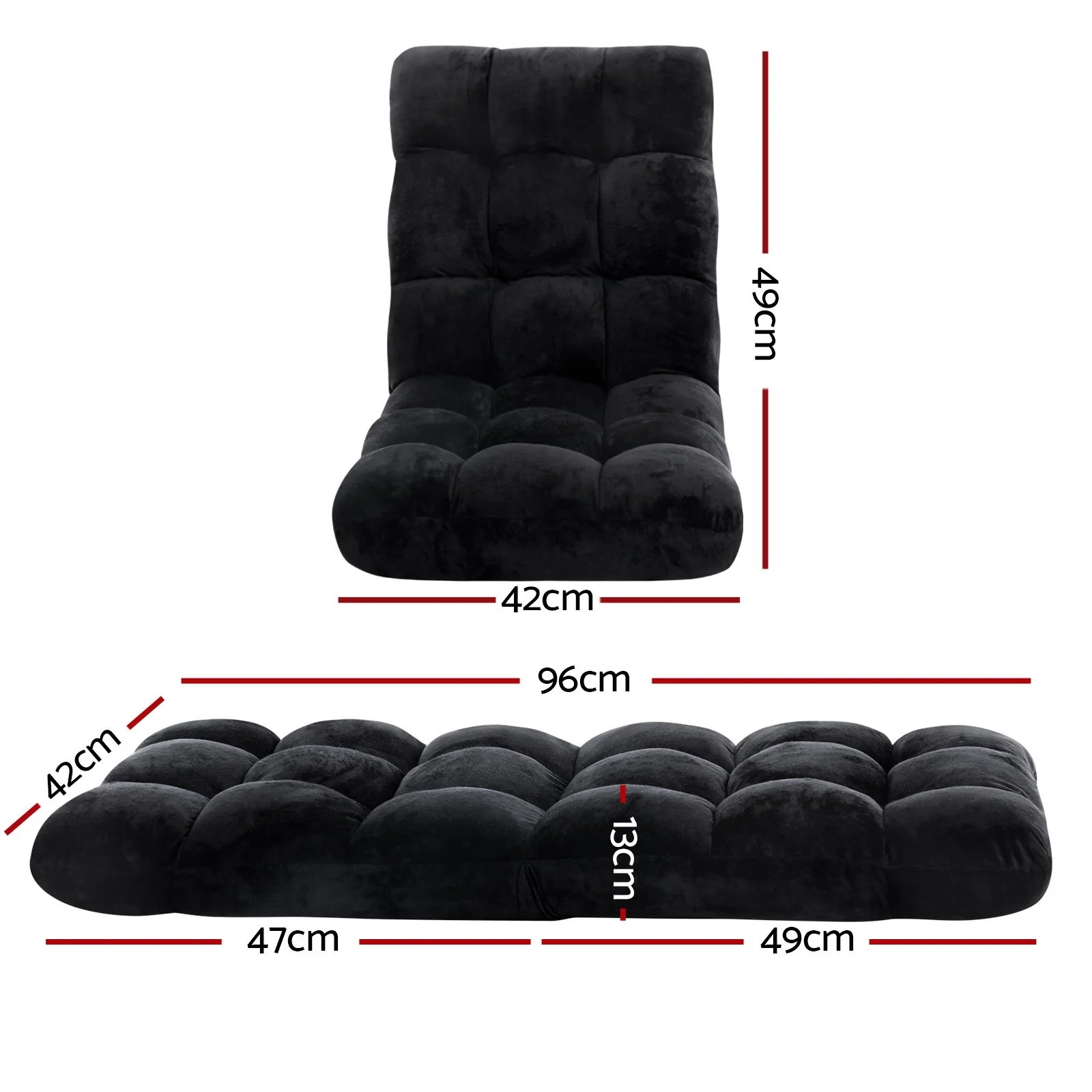 Artiss 4X Lounge Sofa Bed Flannel Fabric Black - Image 2