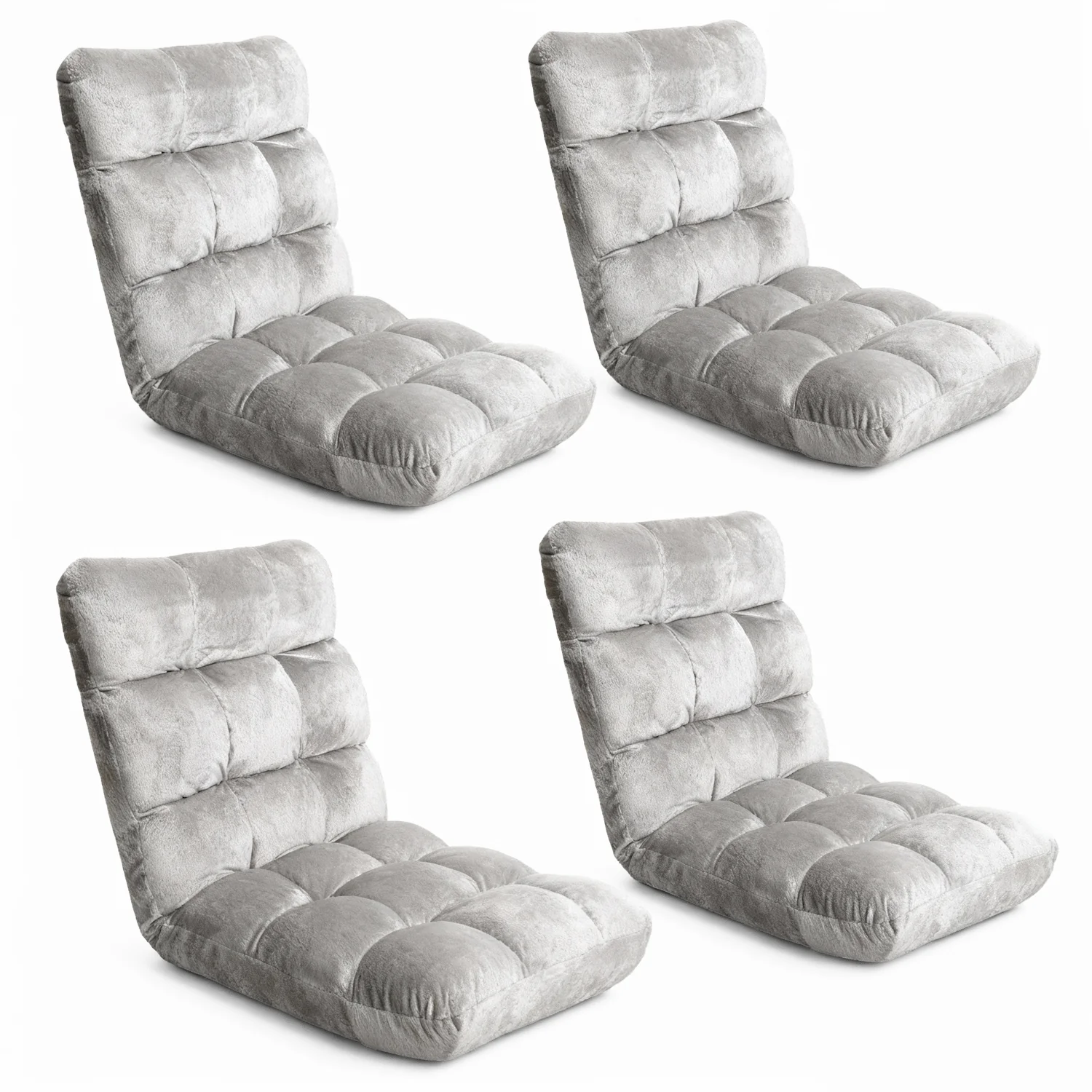 Artiss 4X Lounge Sofa Bed Flannel Fabric Grey
