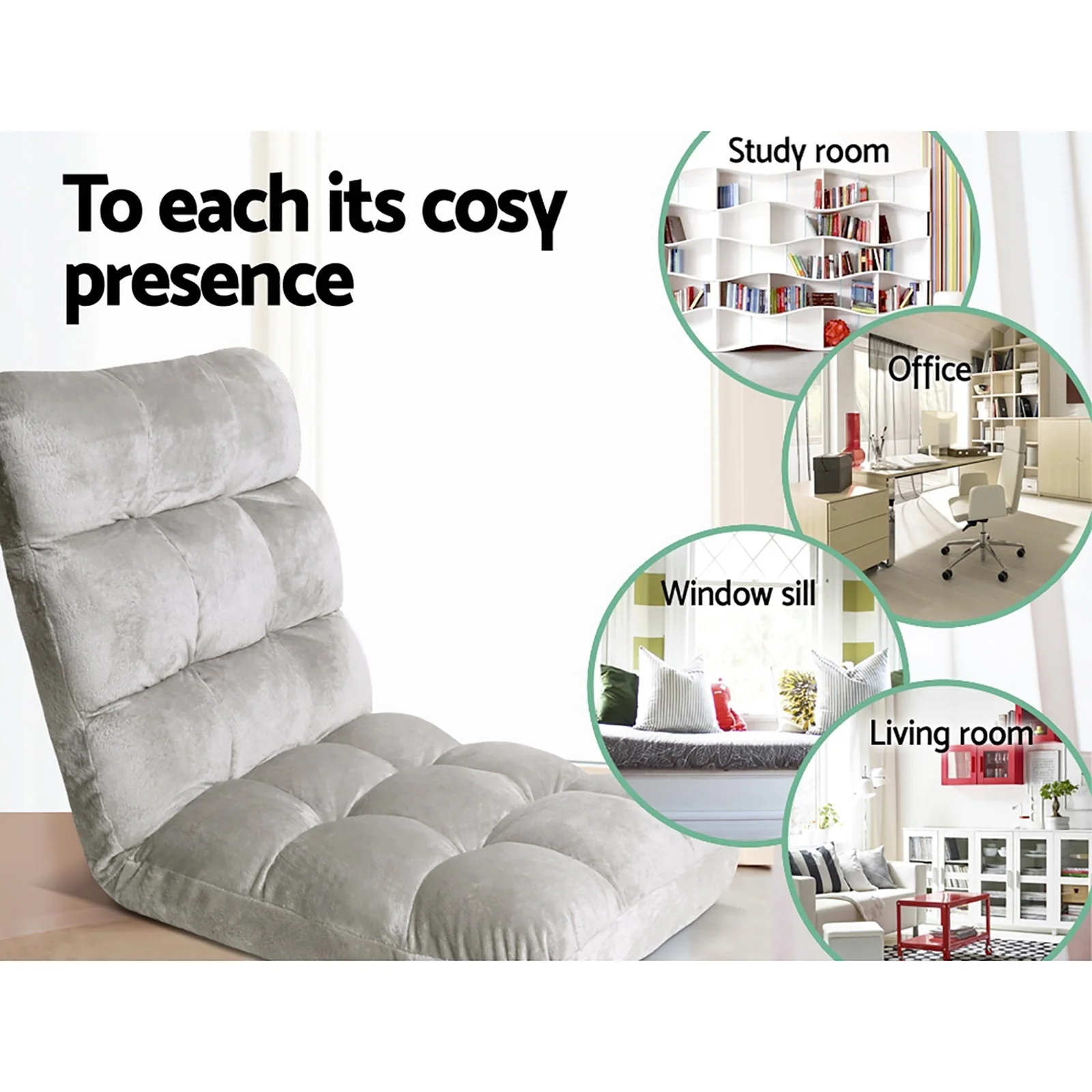 Artiss 4X Lounge Sofa Bed Flannel Fabric Grey - Image 5