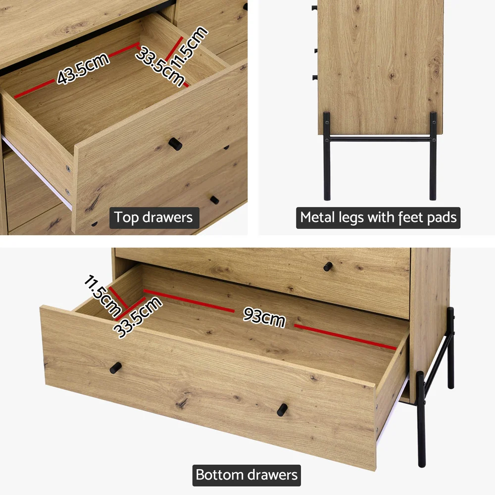 Artiss 5 Chest of Drawers - ARNO Pine - Image 6