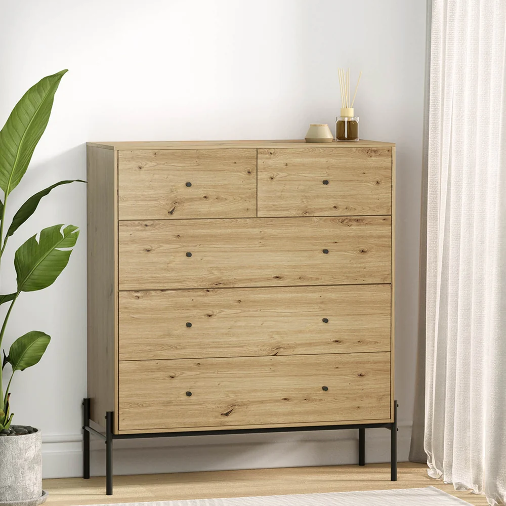 Artiss 5 Chest of Drawers - ARNO Pine - Image 7