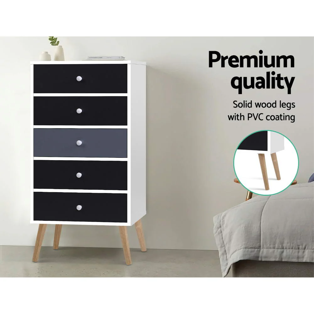 Artiss 5 Chest of Drawers - BONDS White - Image 8