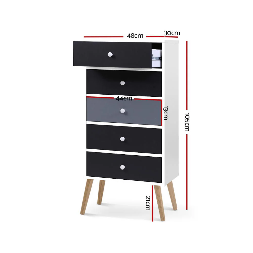 Artiss 5 Chest of Drawers - BONDS White - Image 9