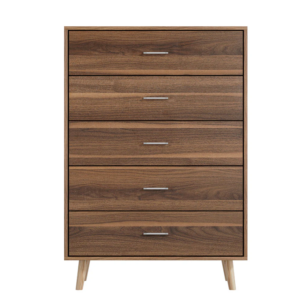 Artiss 5 Chest of Drawers - MIRI Walnut - Image 3