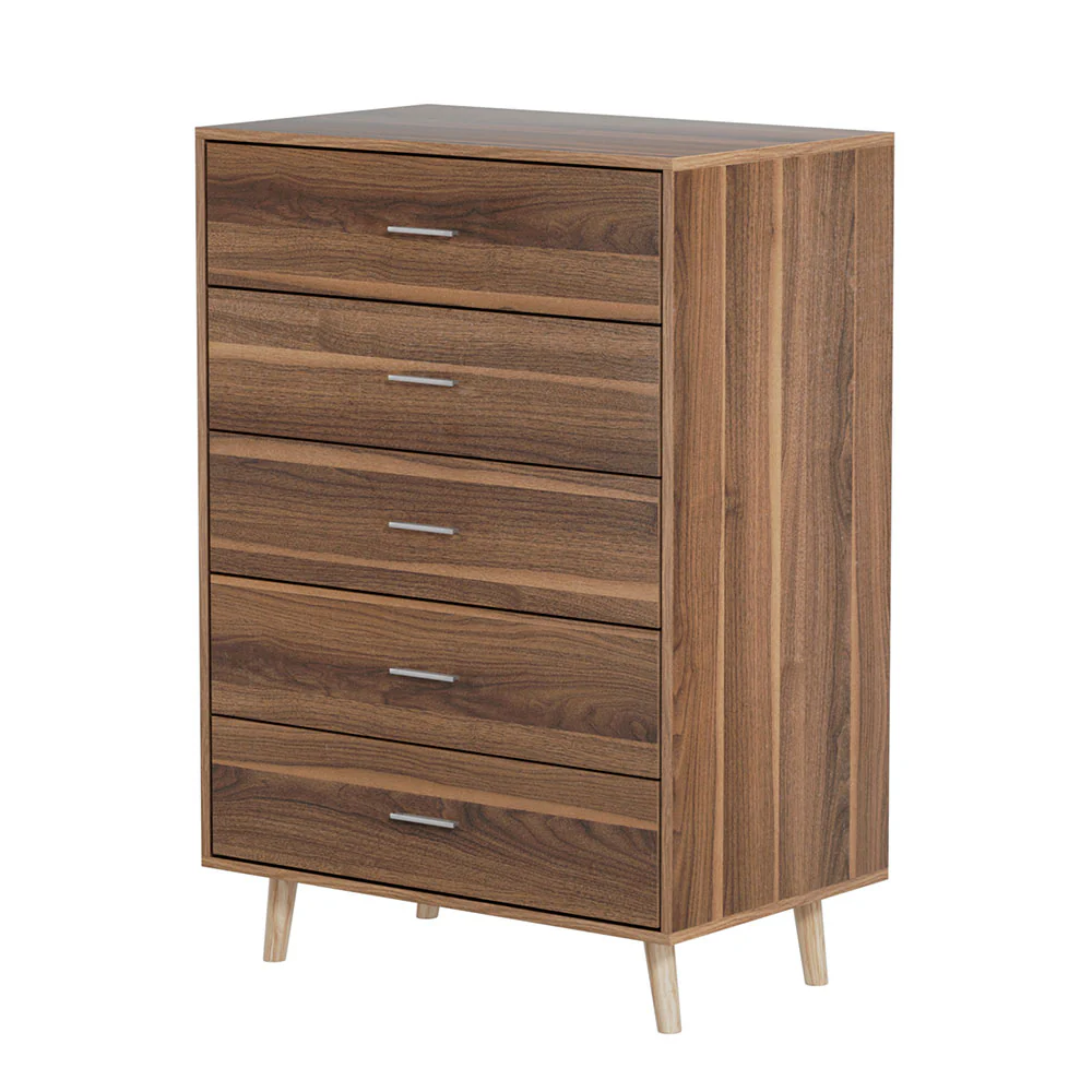 Artiss 5 Chest of Drawers - MIRI Walnut - Image 4