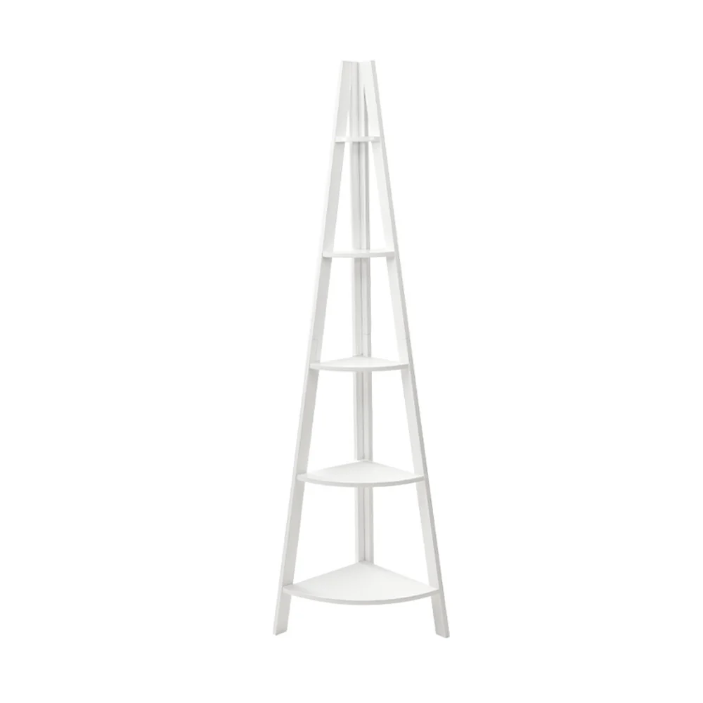 Artiss Bookshelf Corner Shelf 5 Tiers - CANE White - Image 5