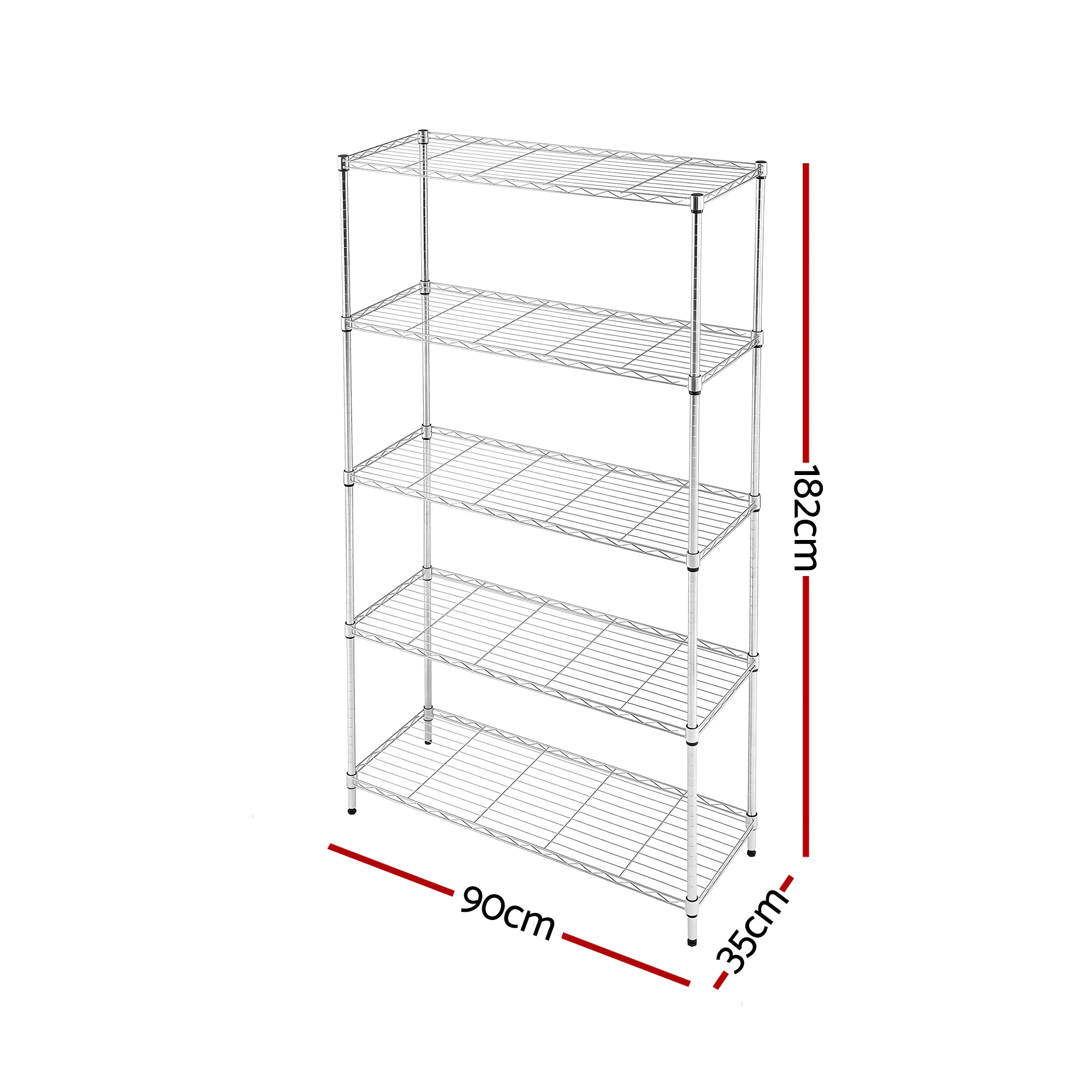 Artiss 5-Tier Kitchen Rack Shelf Shelving 90x35x182CM Adjustable Metal Storage Shelves - Image 3