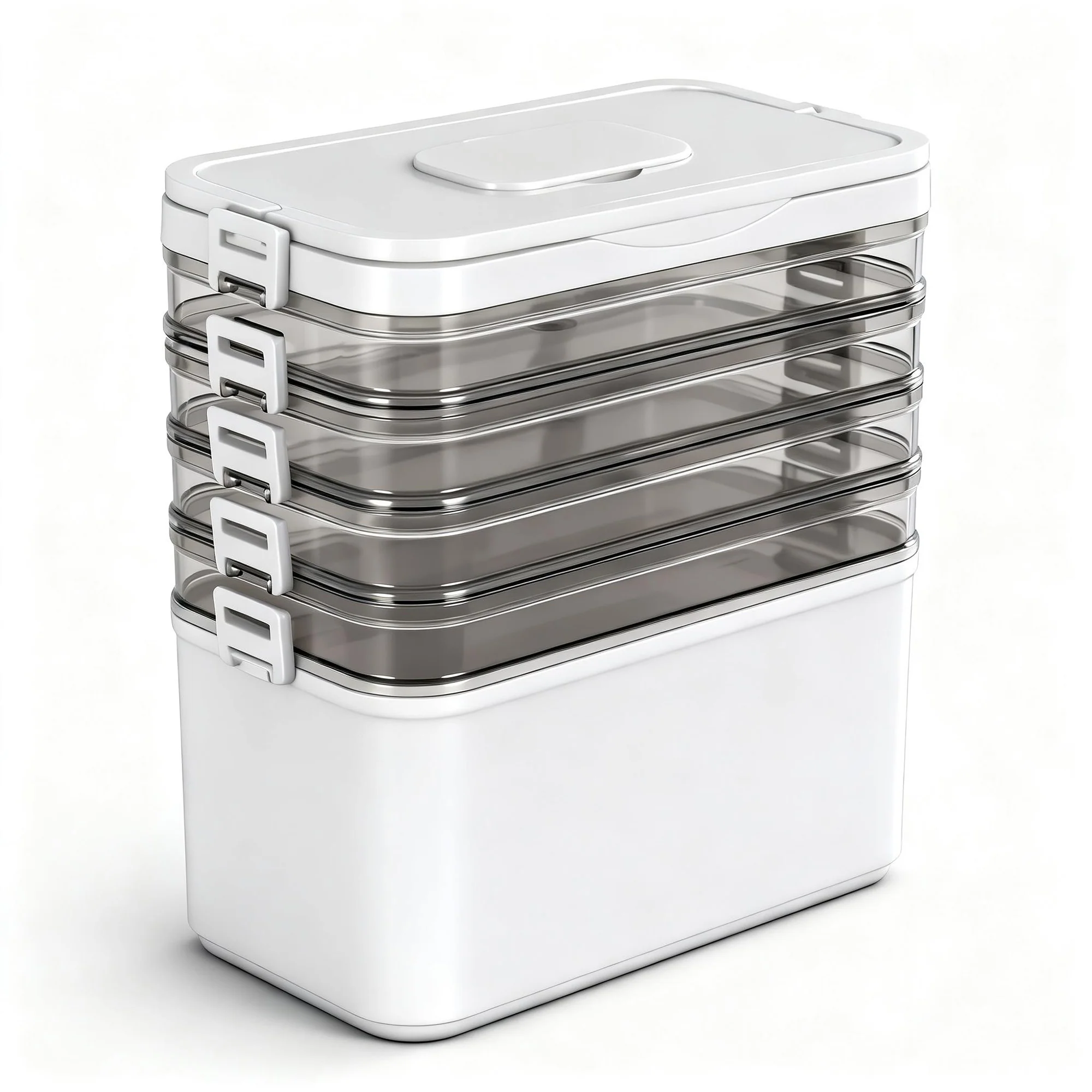 Artiss 5 Tier Portable Storage Box Detachable with Handles Plastic Clear - Image 2