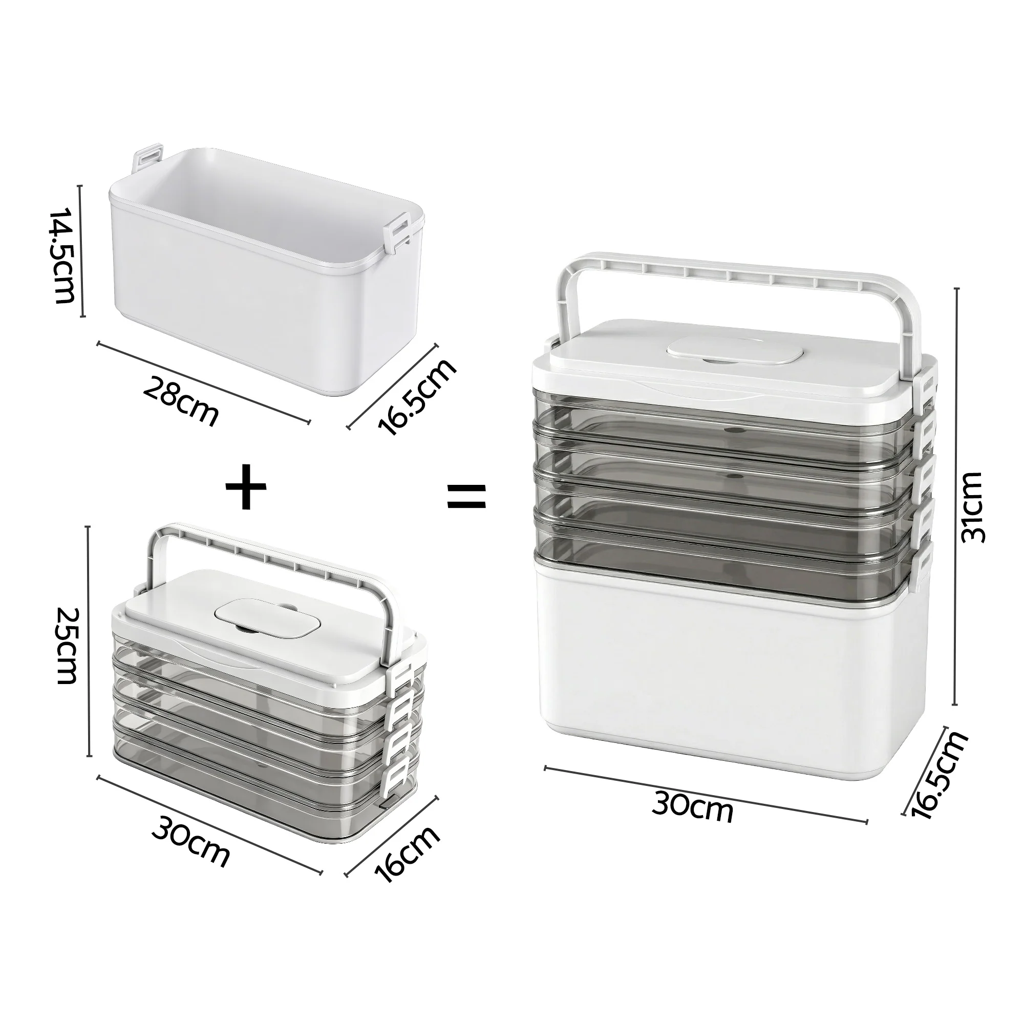Artiss 5 Tier Portable Storage Box Detachable with Handles Plastic Clear - Image 3