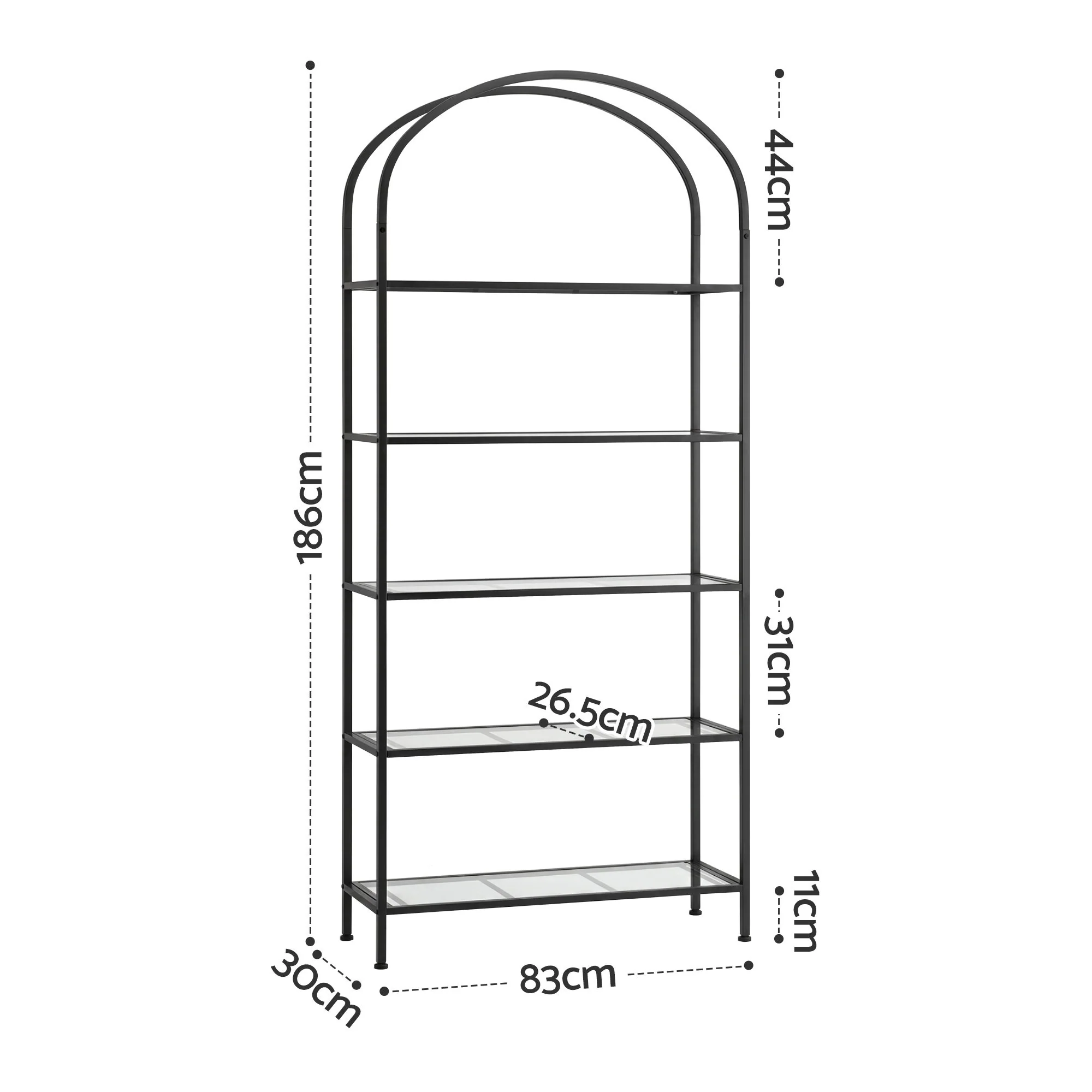 Artiss 5 Tiers Bookshelf Industrial Etagere Bookcase Display Shelf Black - Image 3