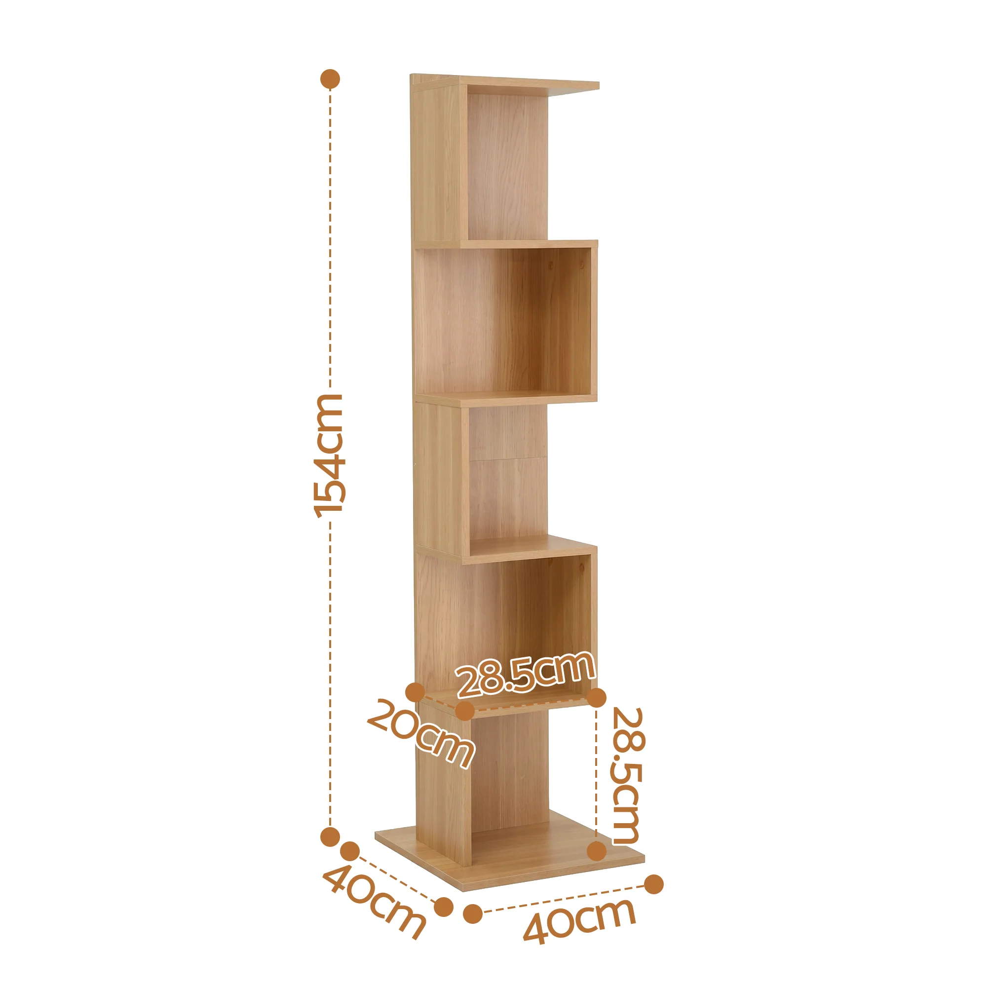 Artiss 5 Tiers Bookshelf S-shaped Bookcase Oak - Image 3