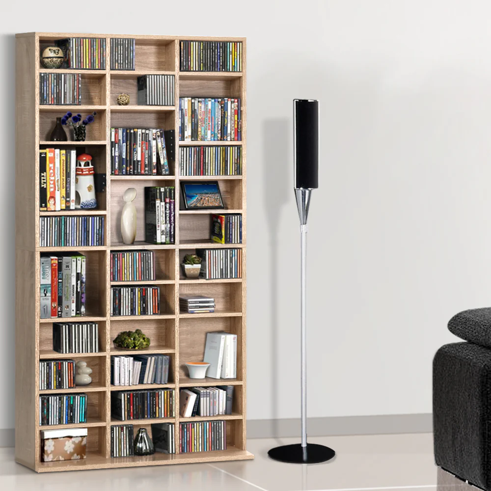 Artiss Bookshelf CD Storage Rack - BERT Oak - Image 3