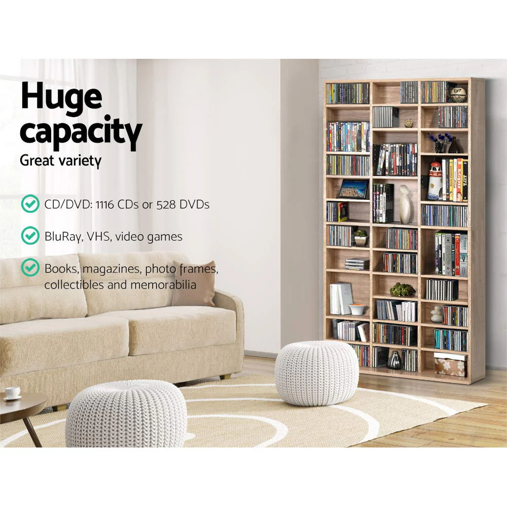 Artiss Bookshelf CD Storage Rack - BERT Oak - Image 5