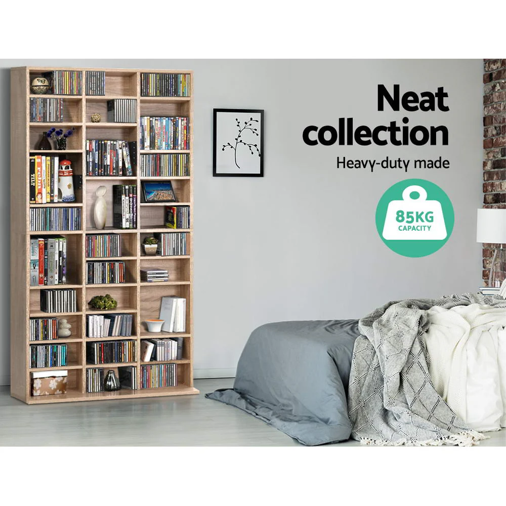 Artiss Bookshelf CD Storage Rack - BERT Oak - Image 6