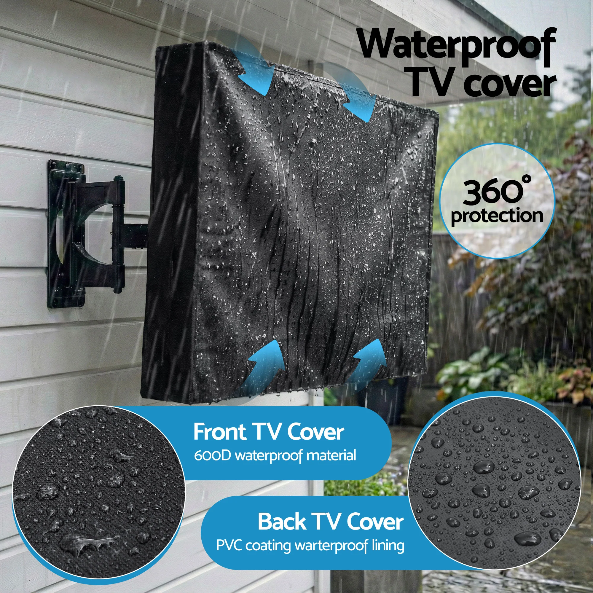 Artiss 55-58 Inch TV Cover Waterproof Outdoor Patio Flat Television Protector - Image 6