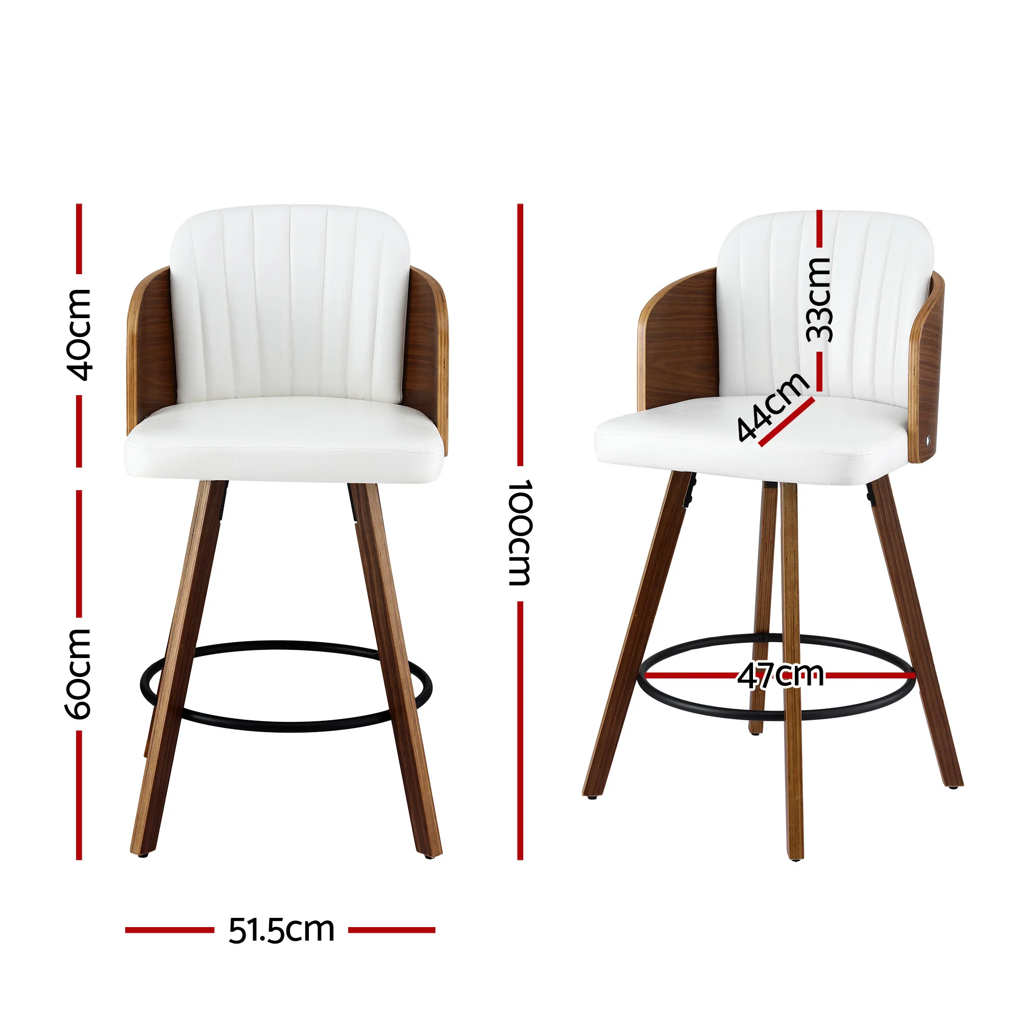 Artiss 58cm Wooden Bar Stools Set of 4 Swivel Kitchen Counter Stool Chair with PU Seat Backrest - Image 3