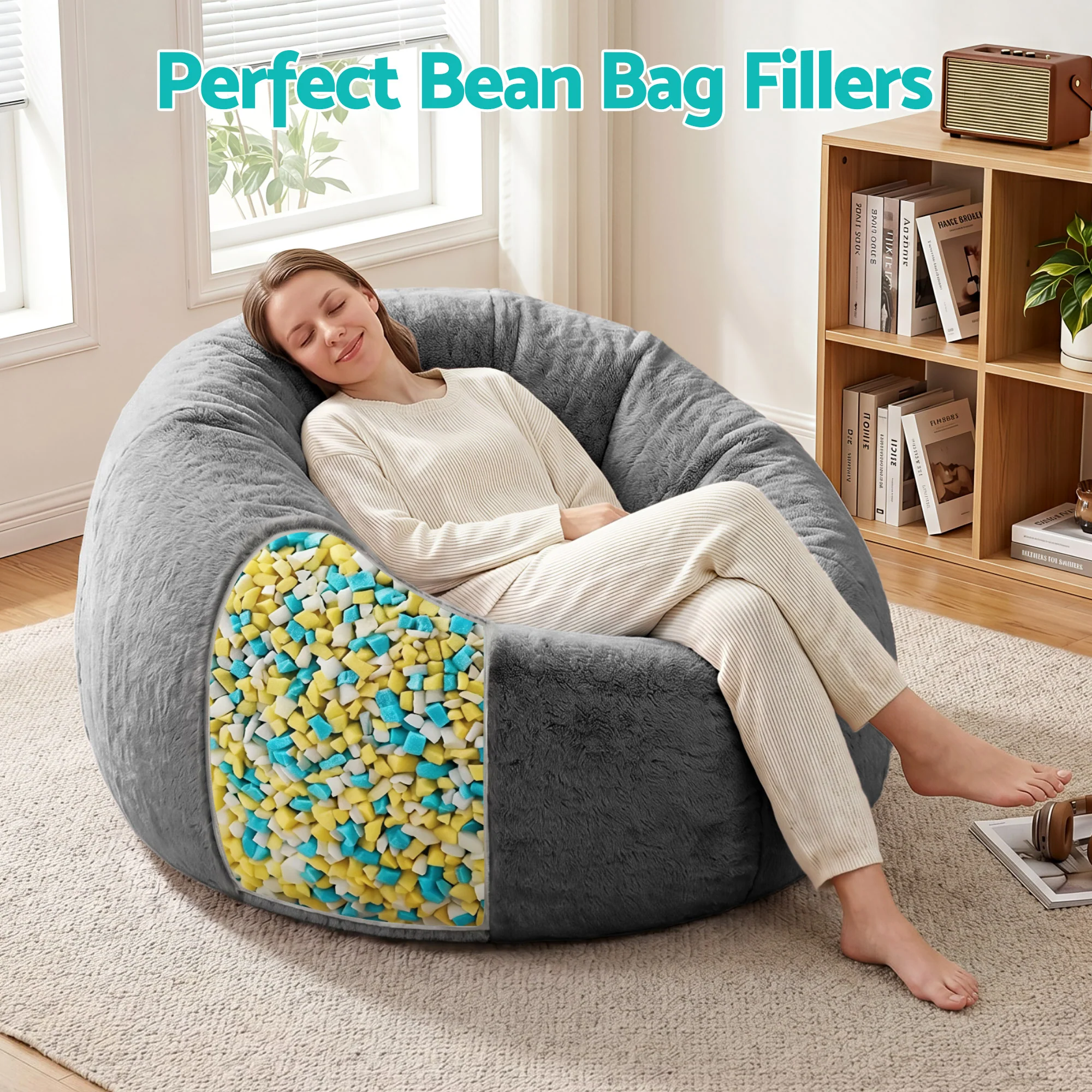 Artiss 5lbs (2.2KG) Bean Bag Filler Shredded Memory Foam Filling High Density Soft Pillow Stuffing for Bean Bag Chair, Couch Cushion, Dog Bed, Stuffed Animals and Arts Crafts - Image 6