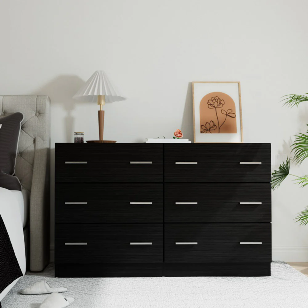 Artiss 6 Chest of Drawers - VEDA Black - Image 9