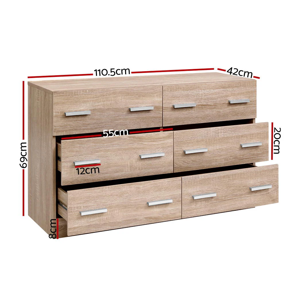 Artiss 6 Chest of Drawers - VEDA Pine - Image 3