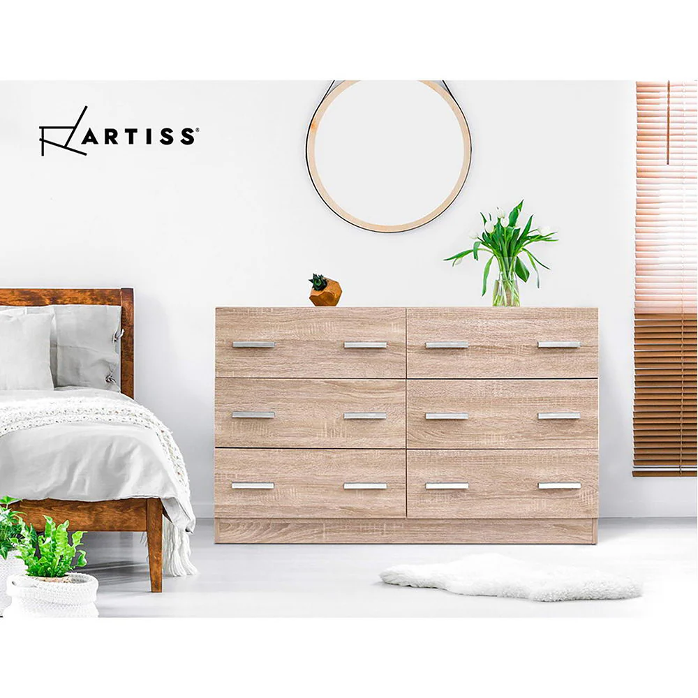Artiss 6 Chest of Drawers - VEDA Pine - Image 8