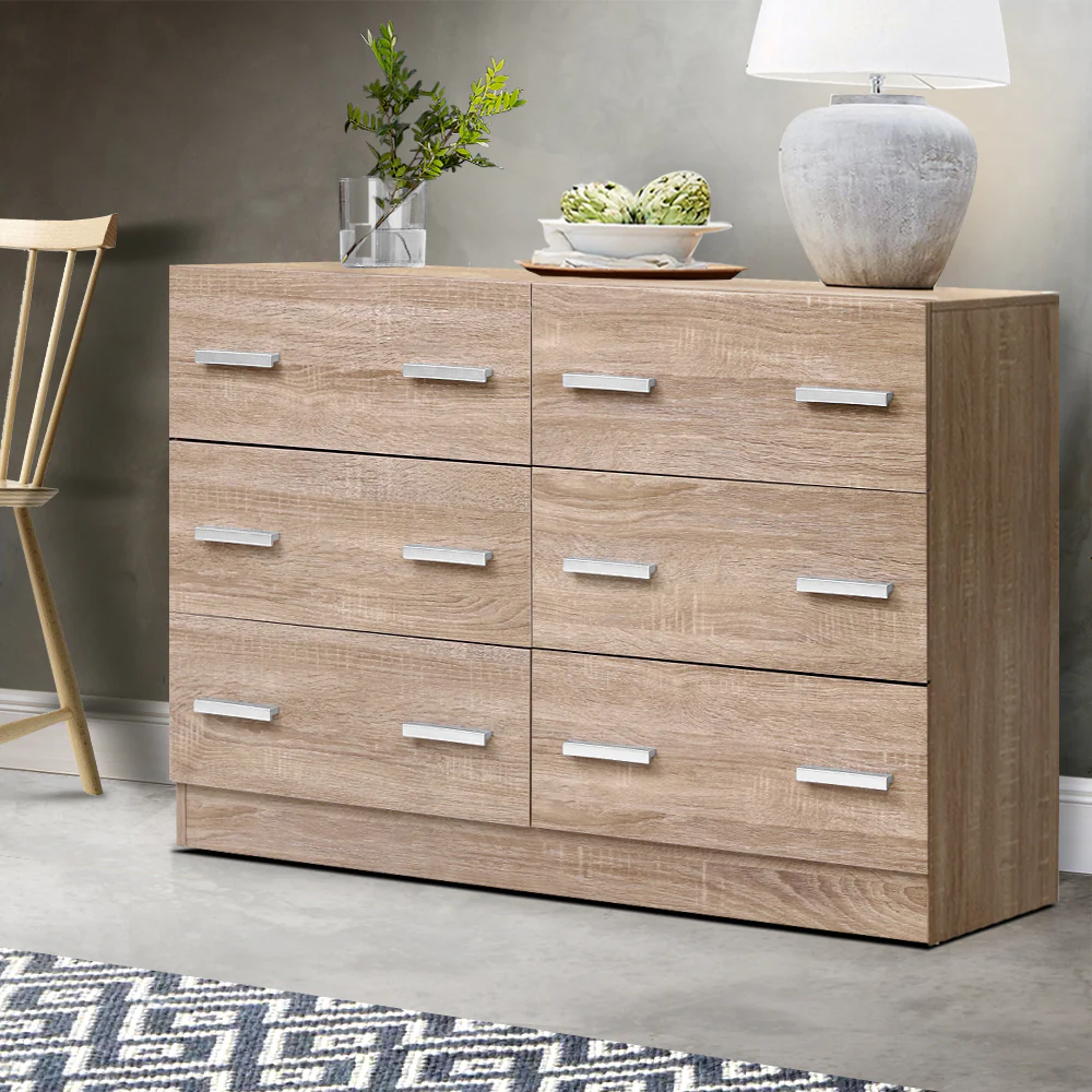 Artiss 6 Chest of Drawers - VEDA Pine - Image 9