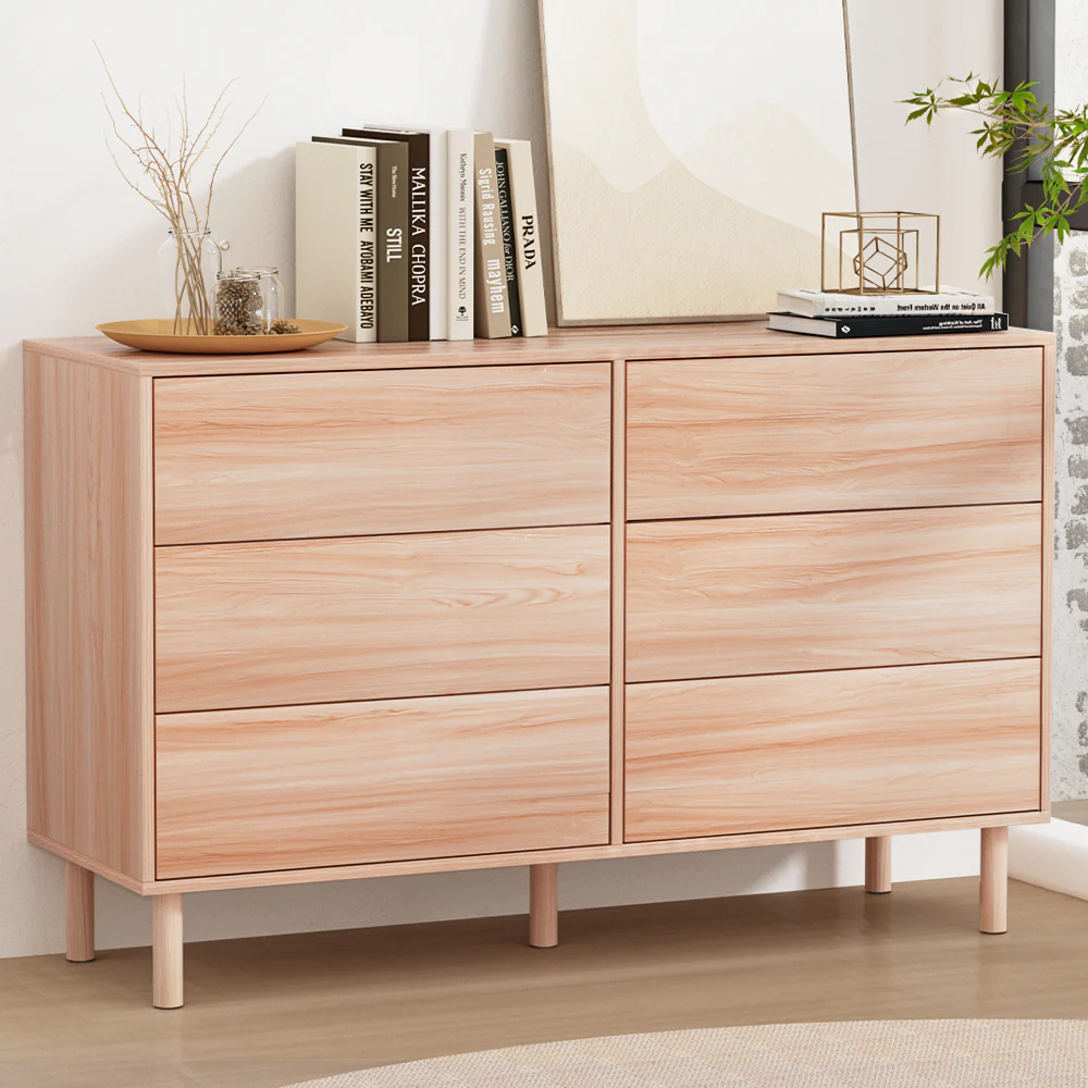 Artiss 6 Chest of Drawers Cabinet Dresser Table Tallboy Storage Bedroom Pine - Image 5