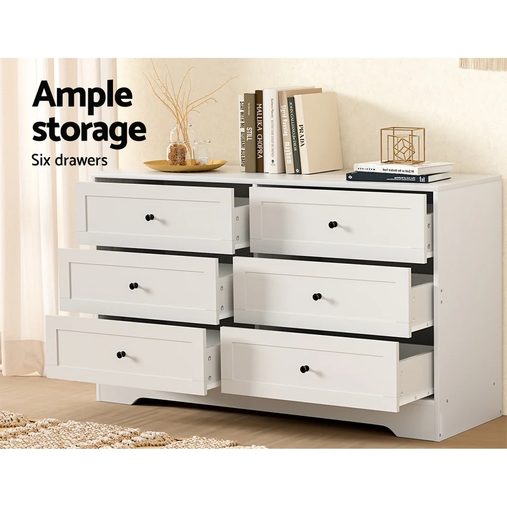Artiss 6 Chest of Drawers - LEIF White - Image 5